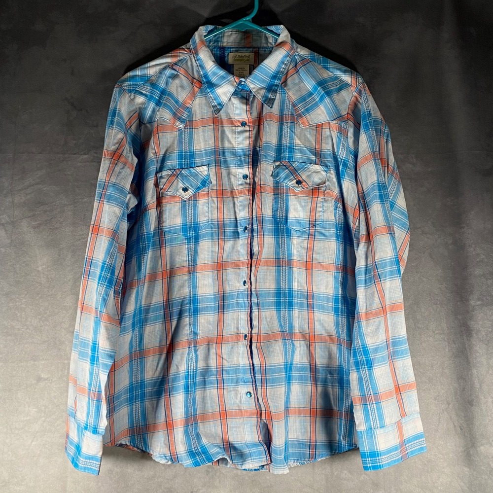 As Real As Wrangler‎ Plaid Snap Front Long Sleeve Western Shirt Women XXLG